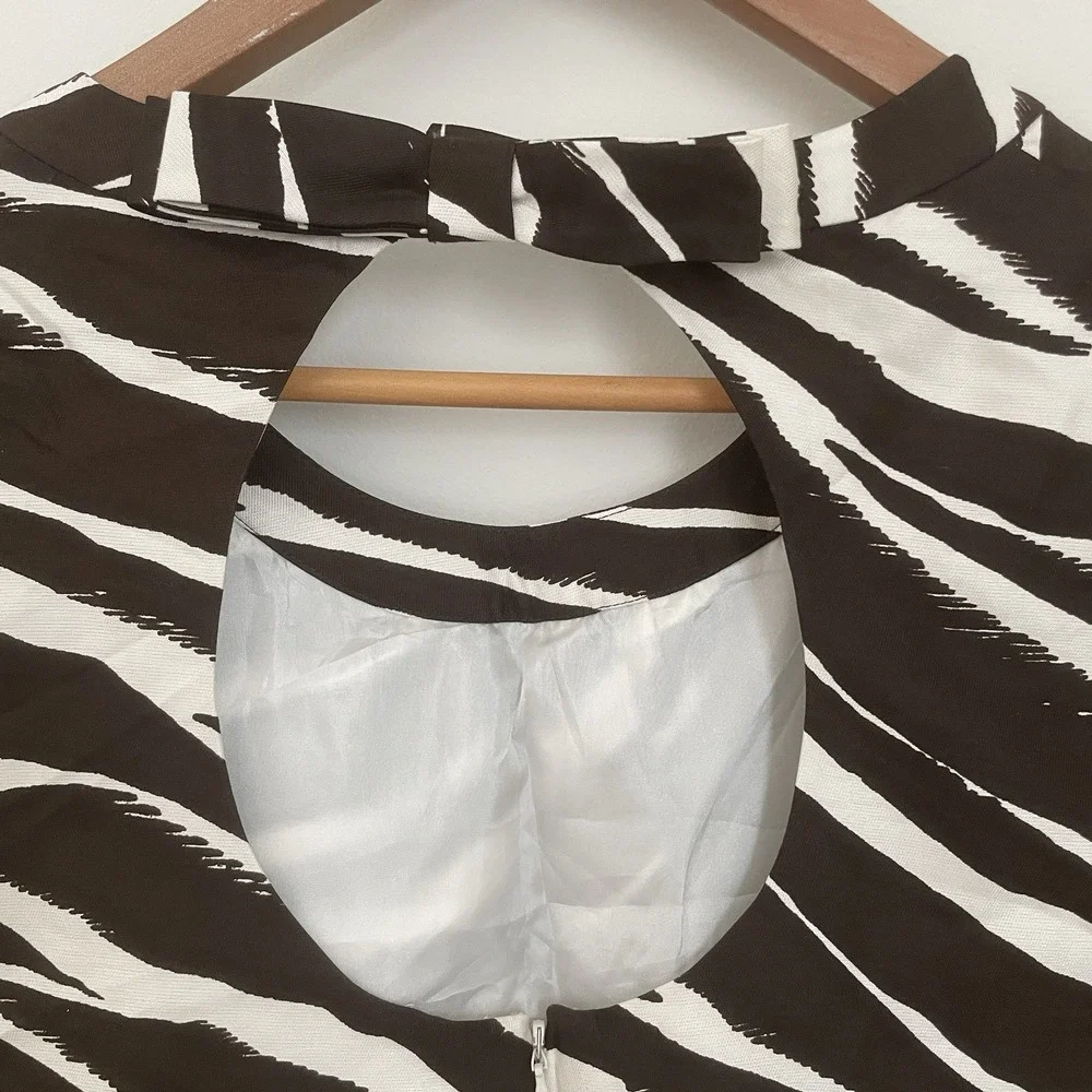 KATE SPADE New York Brown‎ Cream Print Knee Length Dress Size 8 Wedding